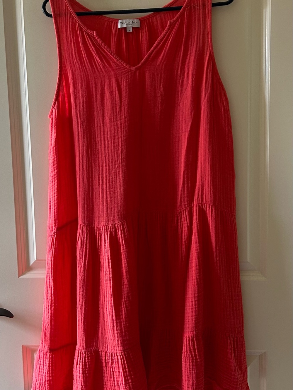 Michael Stars womens Sleeveless  cotton Tiered Dress in orange size M